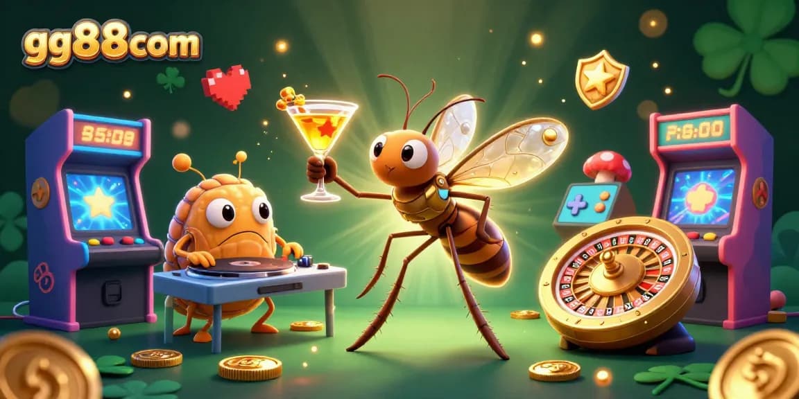 Experience thrilling game action at gg88com with a dynamic scene of 3D characters representing a vibrant casino atmosphere.