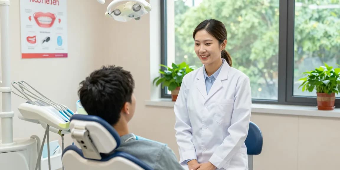 Mondhygiënist Nijmegen helpt patiënten ontspannen in moderne tandartspraktijk.