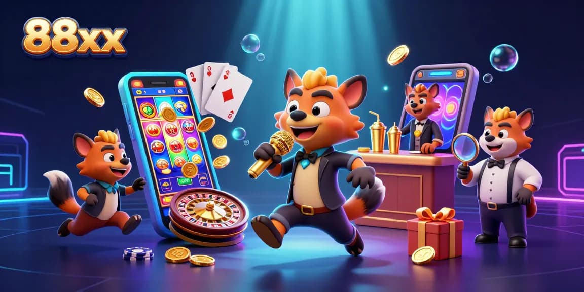 Experience the thrilling atmosphere of 88xx with hyenas performing in a vibrant casino scene.