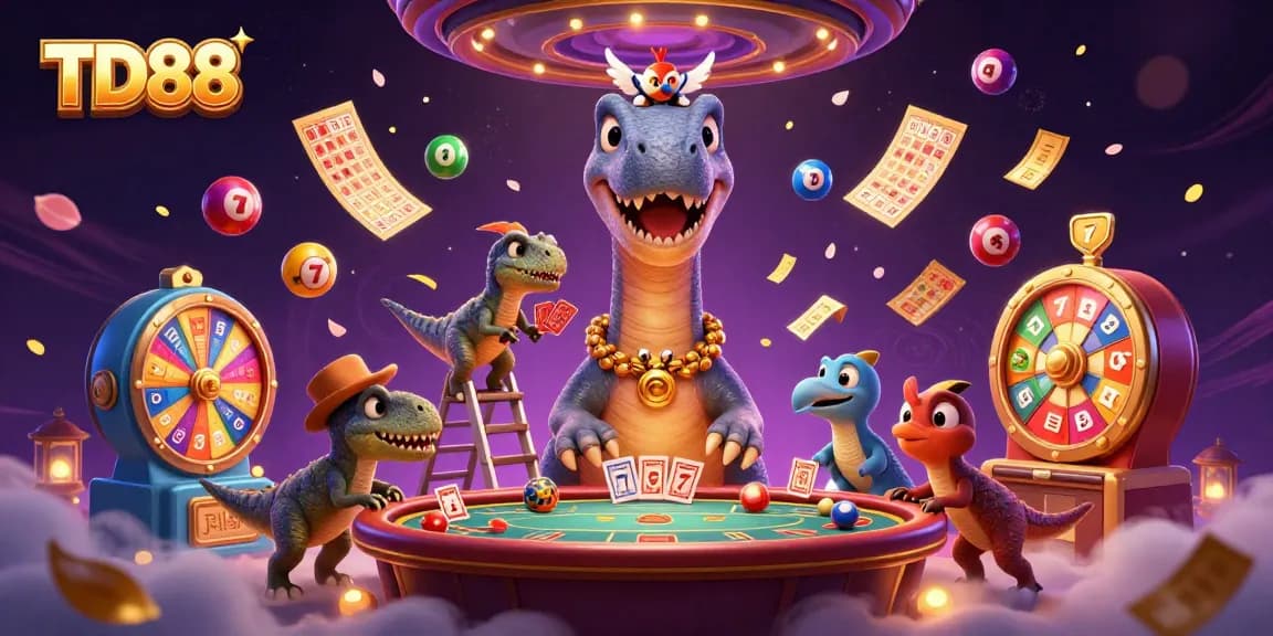 Experience thrilling gameplay with TD88: an animated casino scene with vibrant game elements.