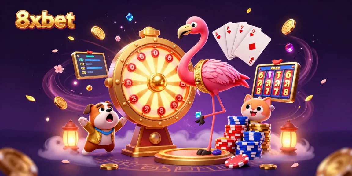 Spin the prize wheel with 8xbet for big wins in this lively casino scene.