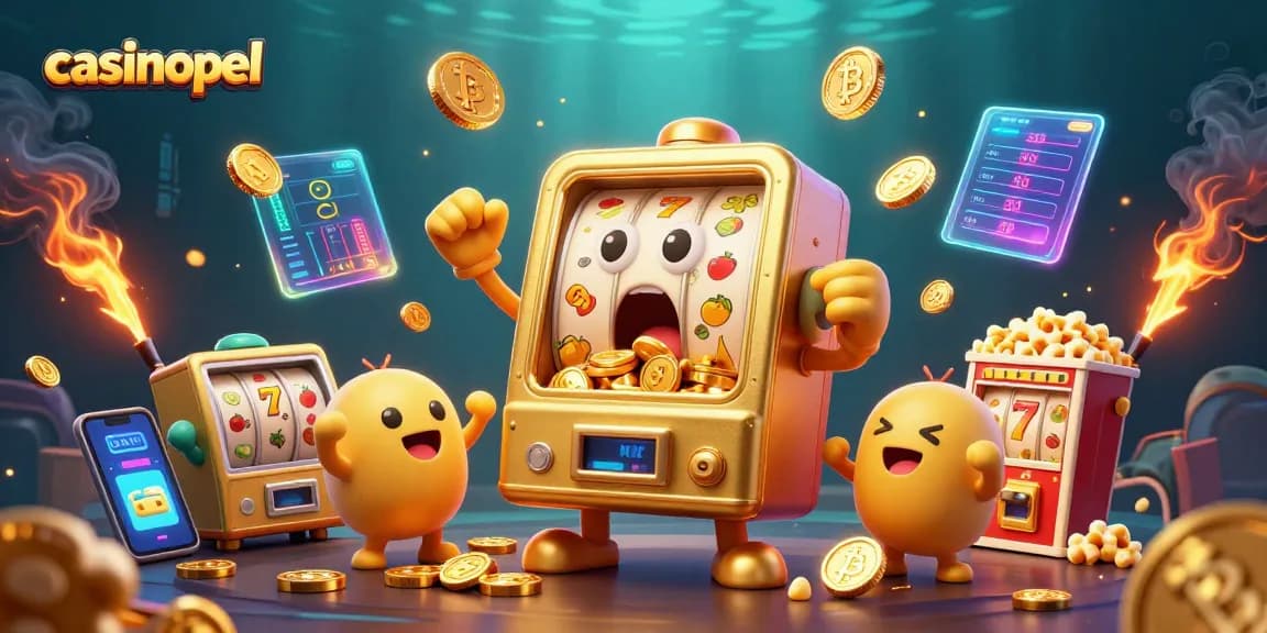 Speel casinospel met een schokkende gouden gokkast die zijn eigen jackpot wint.
