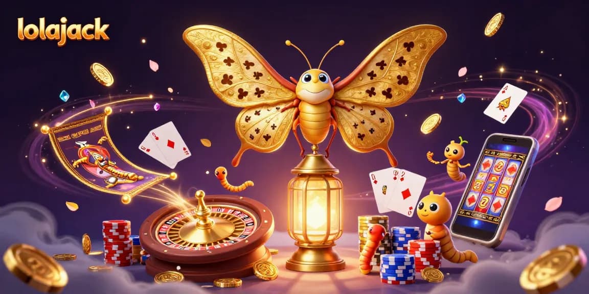 Experience thrilling gameplay with lolajack's vibrant casino illustration featuring captivating game elements.