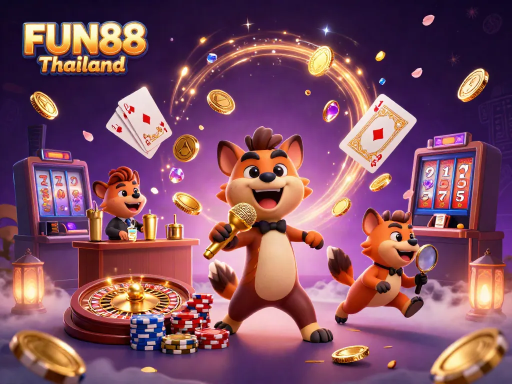 Experience the lively FUN88 Thailand casino scene with cartoon hyenas in action!