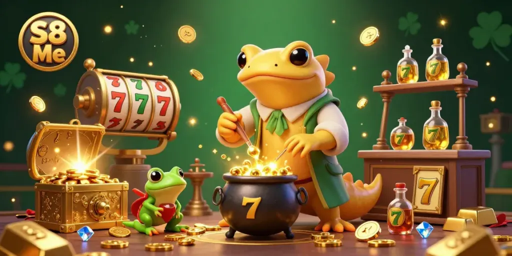 Experience thrilling moments at S8 Me with a giant golden salamander and exciting jackpot elements.