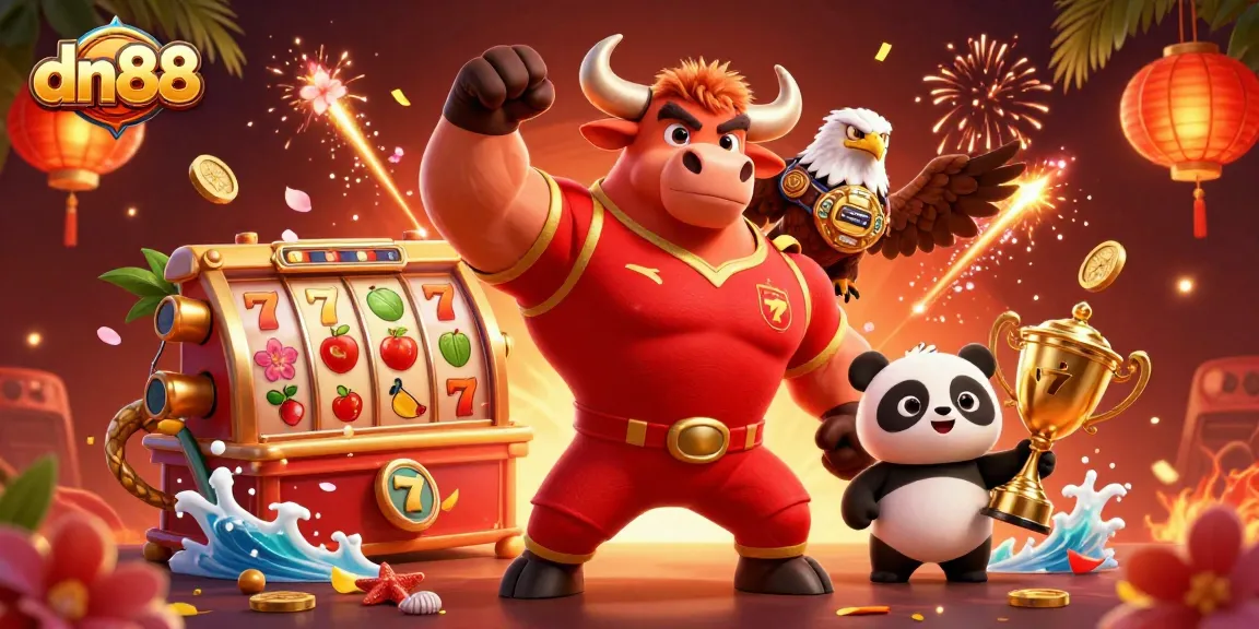 Engage in thrilling gaming action at dn88 with vibrant illustrations showcasing excitement and wins.
