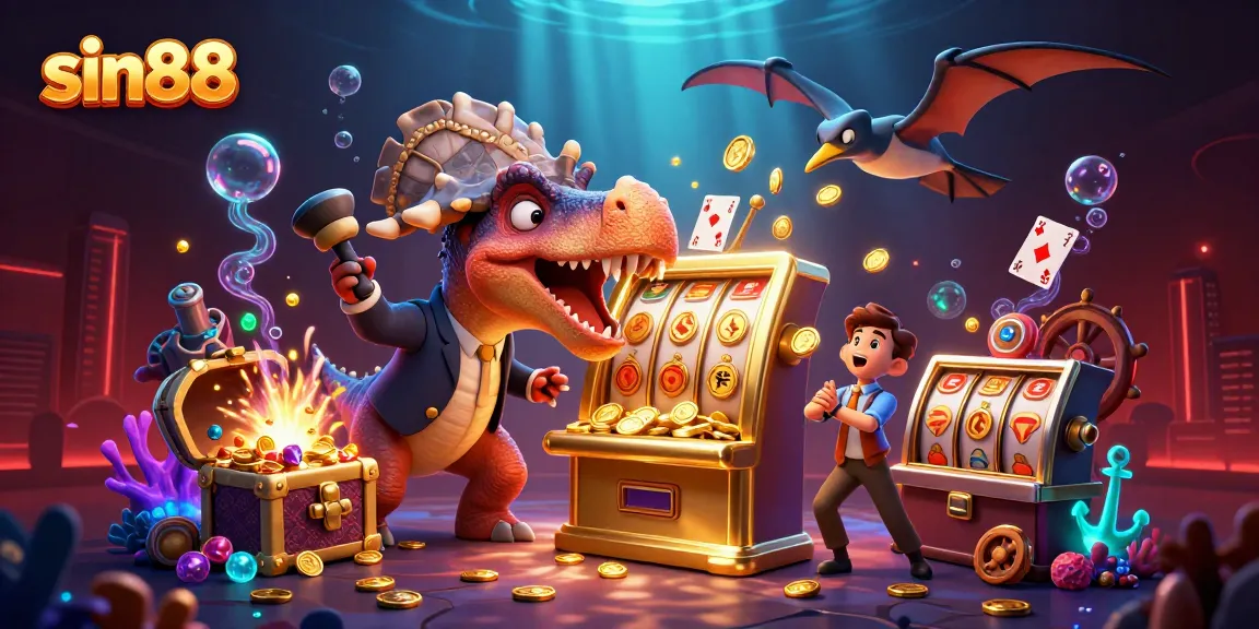 Activate sin88’s thrill as a pachycephalosaurus hits a jackpot with golden coins flying everywhere.