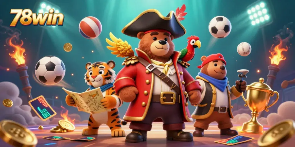 Engage with 78win's thrilling casino experience, featuring dynamic characters and vibrant gaming elements.