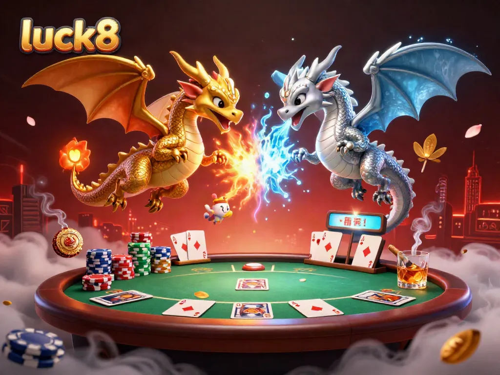 Experience thrilling action as luck8 unfolds with dynamic dragons and casino elements.