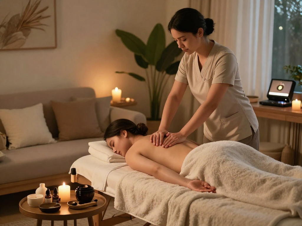 Premium 용산출장마사지 session with comforting ambiance and professional therapist, promoting relaxation.