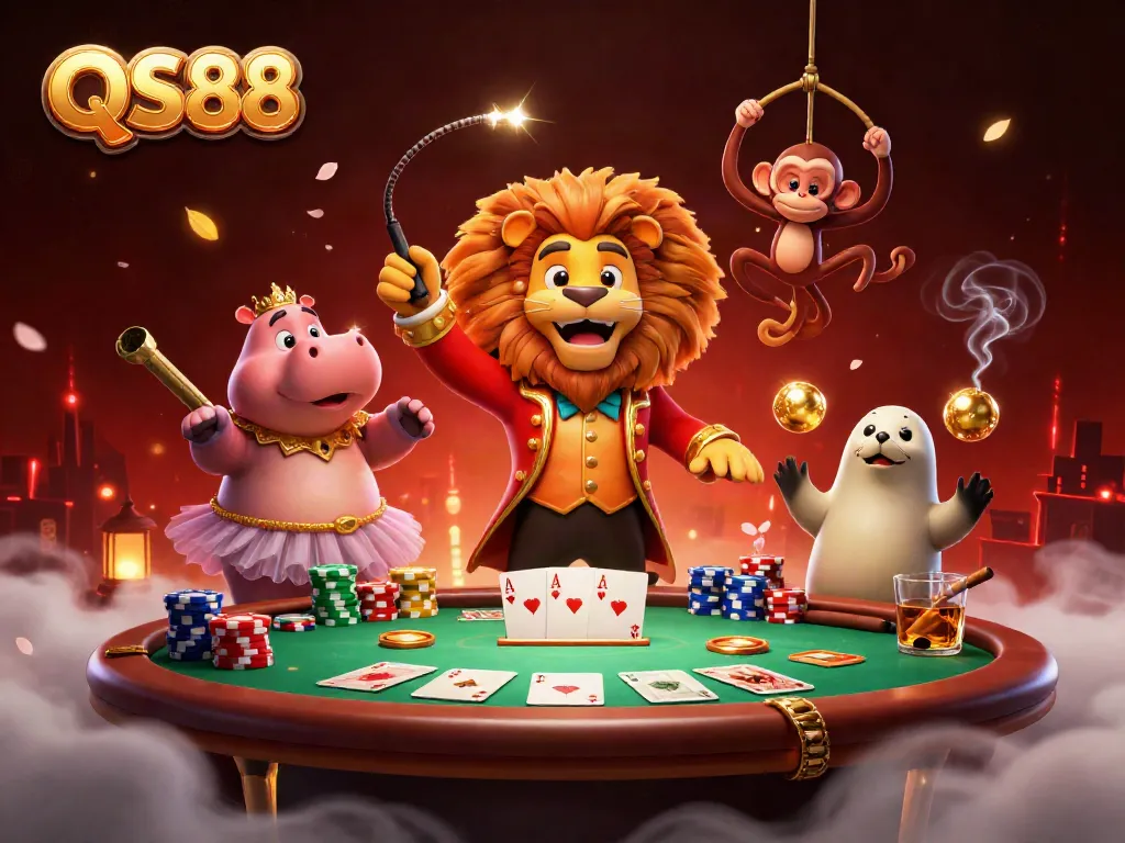 Engaging QS88 casino scene featuring vibrant 3D characters and dynamic game elements.
