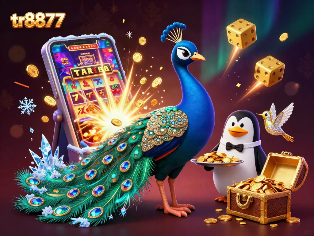 Spin to win big with tr8877's vibrant casino-themed illustration featuring dynamic gambling elements.