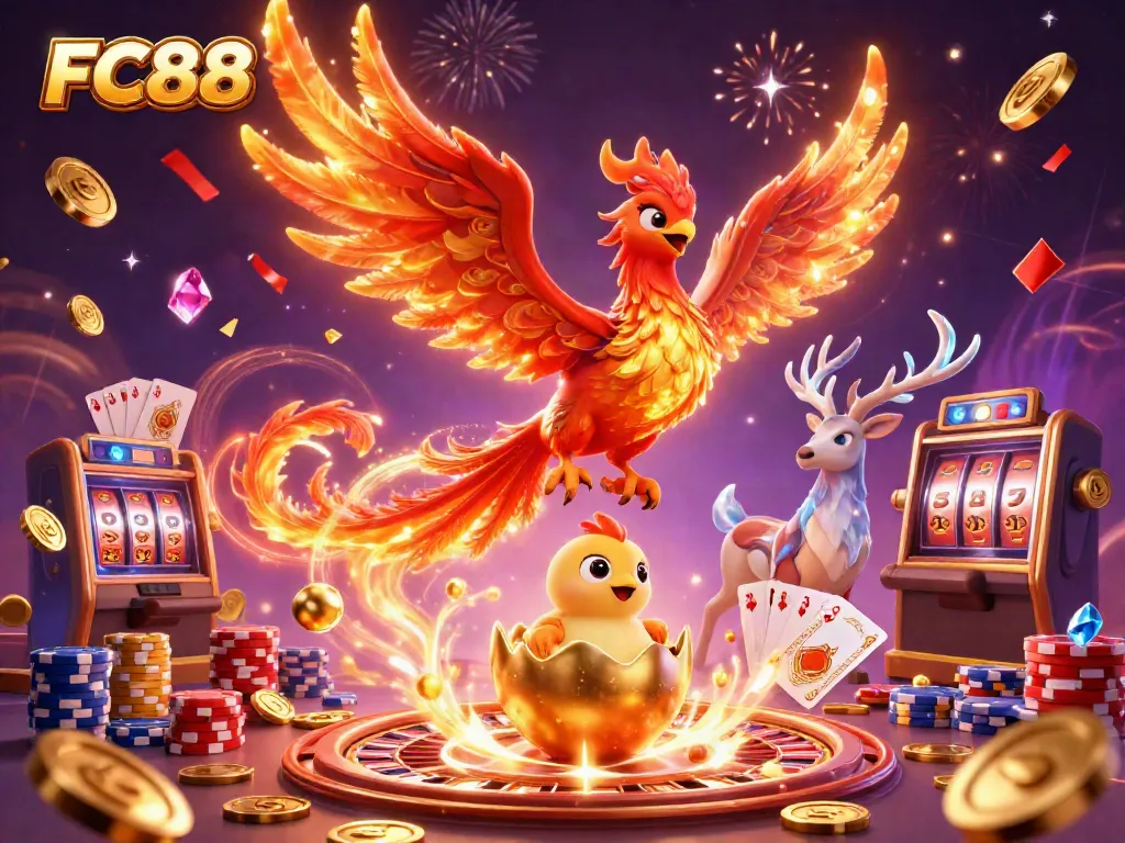 Engage with thrilling experiences at FC88 featuring vibrant casino elements and enchanting characters.