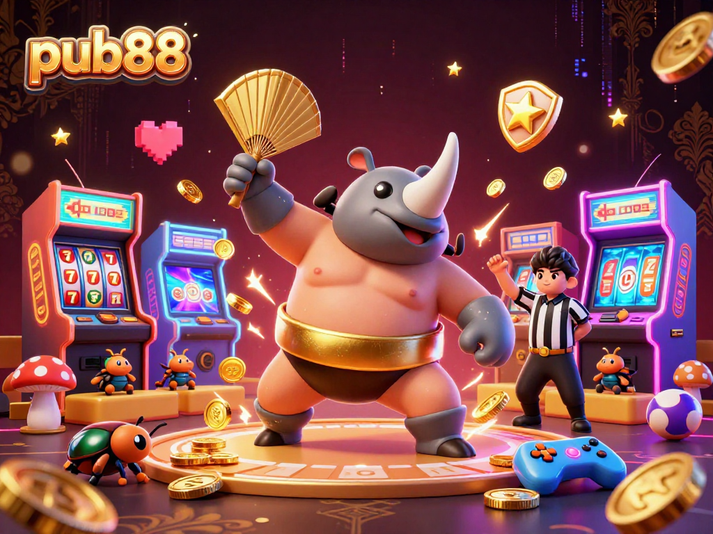 Experience thrilling casino action with pub88 featuring a beetle champion in a vibrant gaming scene.