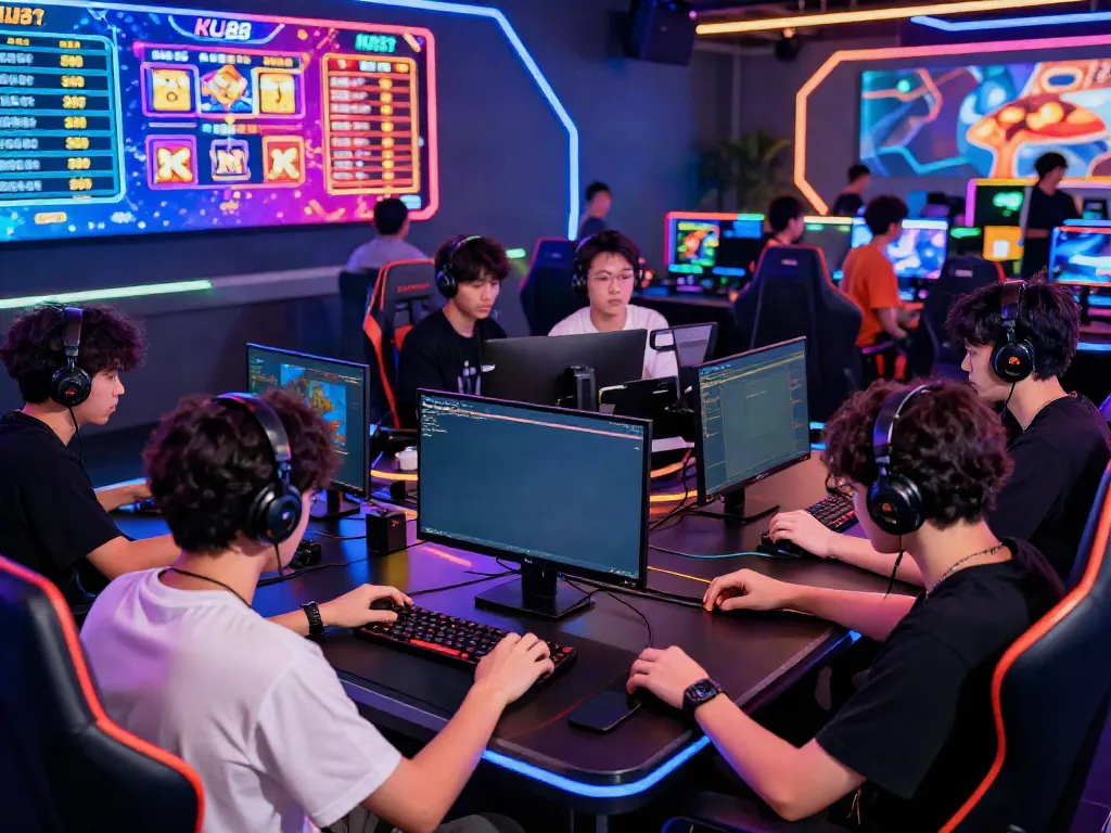 Engaged players enjoying KU88 casino games in a lively gaming environment.