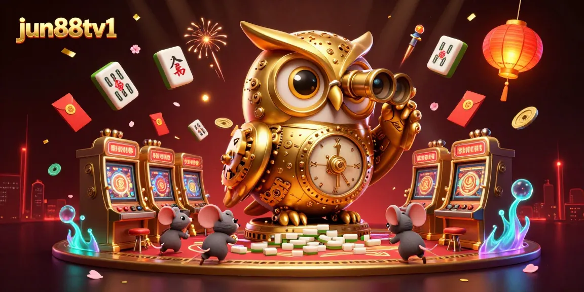 Experience thrilling gameplay with jun88tv1 in a vibrant casino scene featuring golden owls and animated mice.