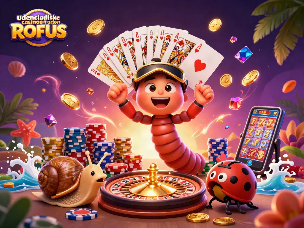 Experience the excitement of udenlandske casinoer uden ROFUS with a captivating scene of 3D cartoon characters and casino elements.