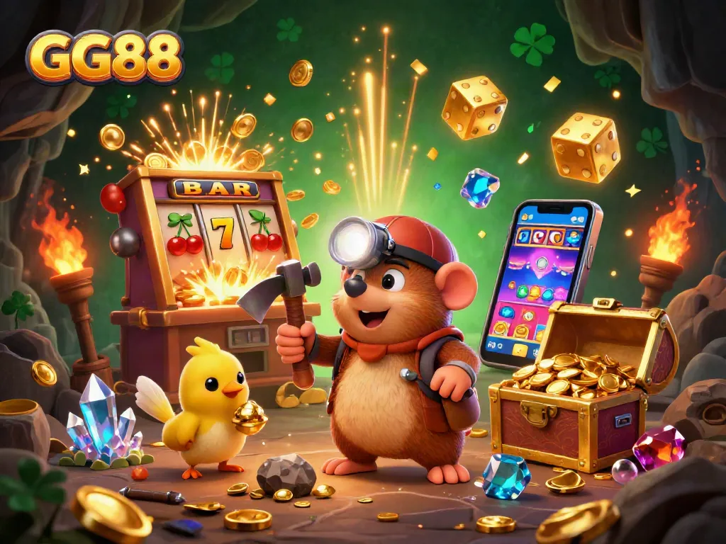 Join the treasure hunter mole in GG88's world of vibrant casino excitement and jackpot celebrations!
