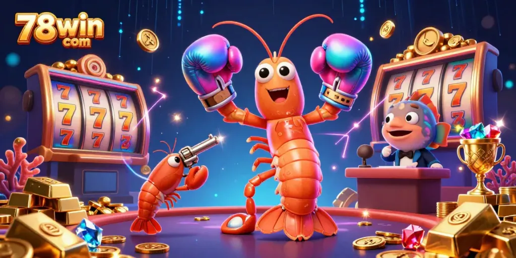 Experience thrilling jackpots with 78win com's vibrant slots, treasure scenes featuring charming sea creatures.