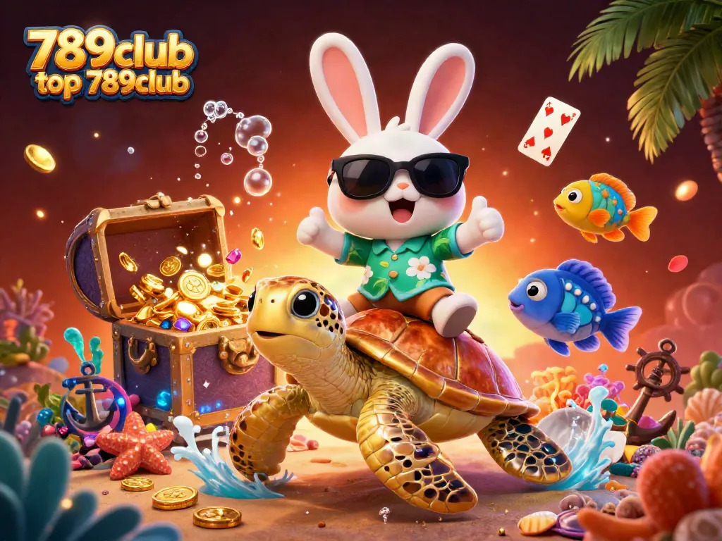 Experience thrilling moments at 789club top 789club with this cartoon illustration of a lucky rabbit and golden sea turtle.