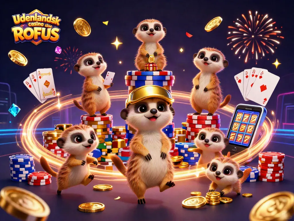 Experience the excitement of udenlandsk casino uden ROFUS with lively meerkats managing a vibrant casino atmosphere.
