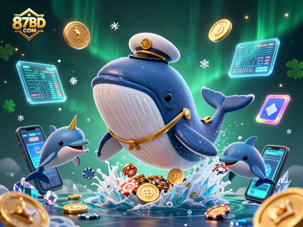 Engage with thrilling games at 87BD COM featuring a 3D whale and crypto elements.