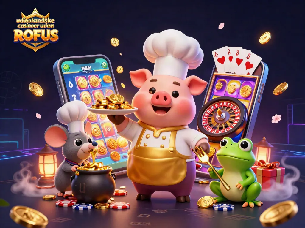 Play at udenlandske casinoer uden ROFUS with engaging characters and vibrant casino elements.