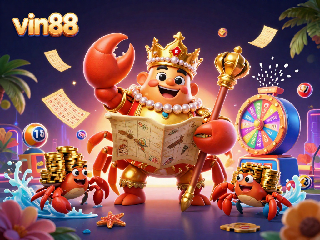 Engage with vin88's thrilling lottery activities and colorful games in this vibrant casino scene.