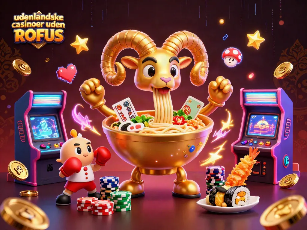 Experience fun at udenlandske casinoer uden ROFUS with colorful characters and gaming elements in a vibrant scene.