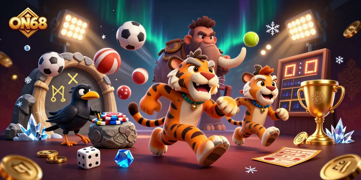 Engage with ON68 at a lively prehistoric casino featuring sports betting action.