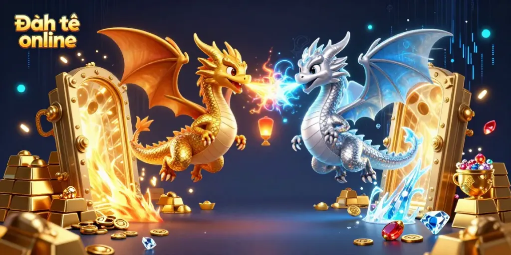 Engage in Đánh đề online with thrilling dragon designs and sparkling treasure elements.