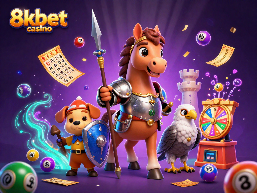 Engage with thrilling gameplay at 8kbet casino, featuring dynamic characters and vibrant lottery elements.