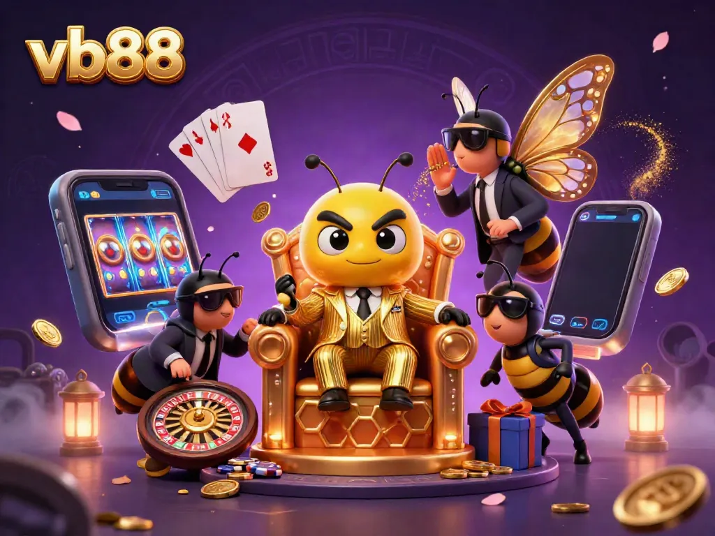 Experience the thrill of gaming with vb88's vibrant casino-themed illustration showcasing immersive action.