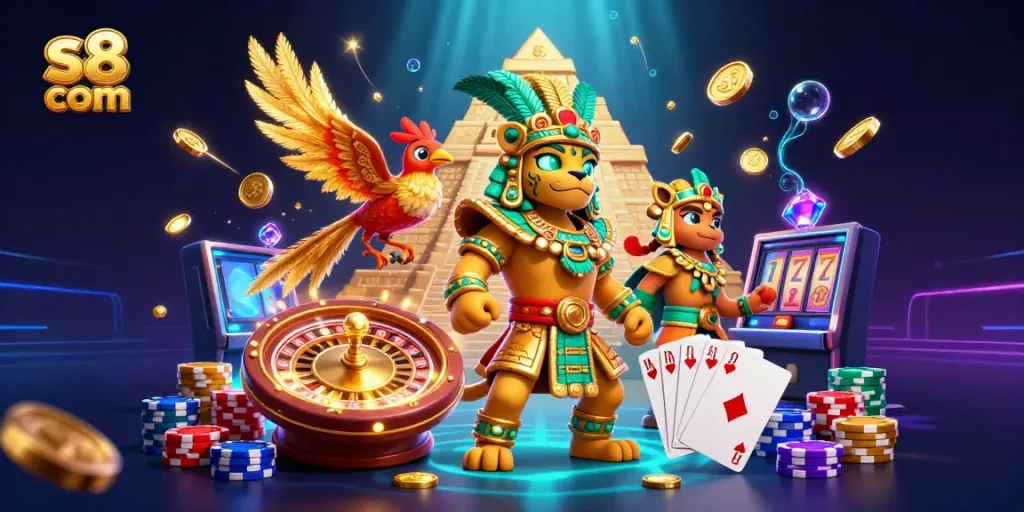 Engaging gambling scene illustrating vibrant s8 com casino experience with characters and game elements.