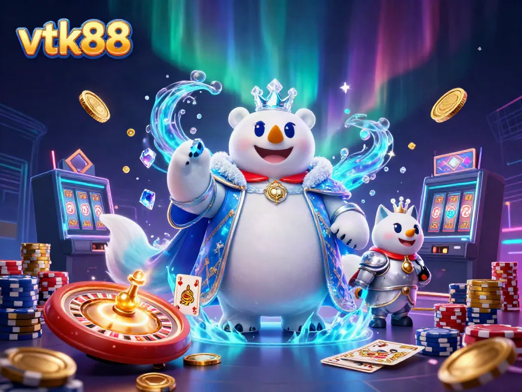 Unleash your fortune with vtk88 as you spin lucky reels, surrounded by golden coins and an enchanting atmosphere.