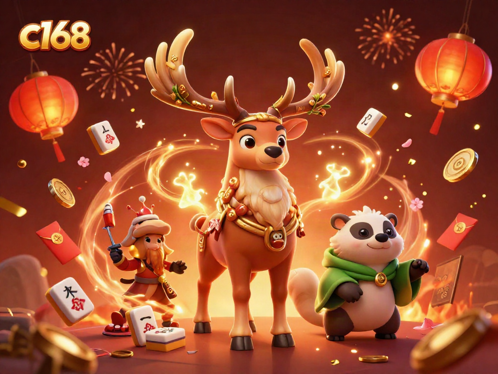 Engage with c168 at this vibrant casino-themed illustration featuring a Celtic druid stag.