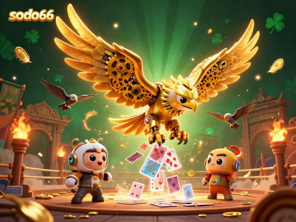 Engage in thrilling gameplay at sodo66 with a cybernetic eagle and dynamic casino elements.