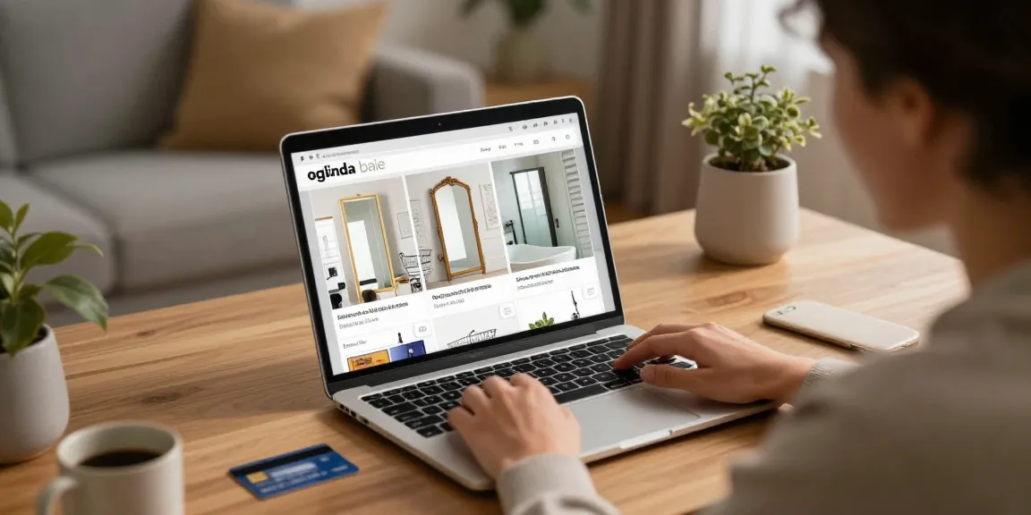 An online shopping experience for oglinda baie, showcasing stylish bathroom mirrors on a digital marketplace.