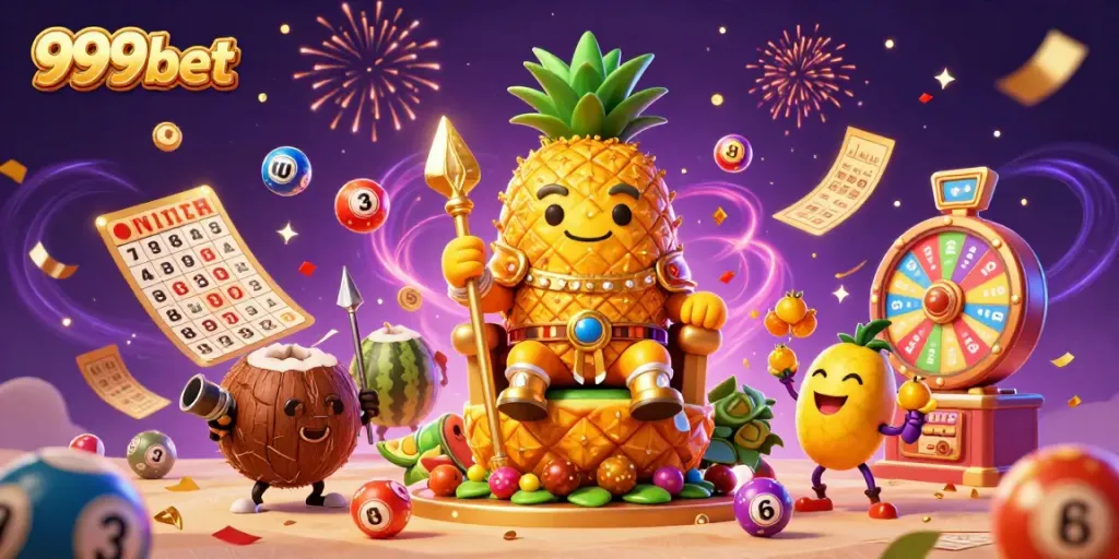 Experience the thrill of gaming with 999bet's vibrant casino illustration showcasing dynamic characters and elements.