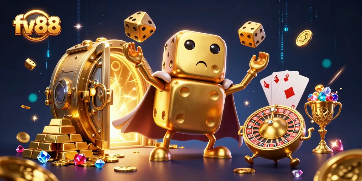 Engage with thrilling games at fv88, featuring vibrant golden dice and dynamic casino elements.