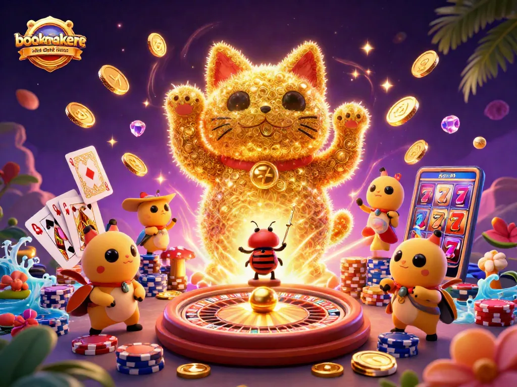 Engage with bookmakere uden dansk licens by exploring vibrant casino elements in a 3D illustration.