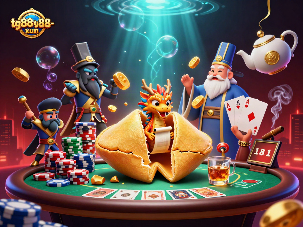 Engage with tg88tg88-xun's ultimate poker strategy scene featuring vibrant 3D characters and casino elements.