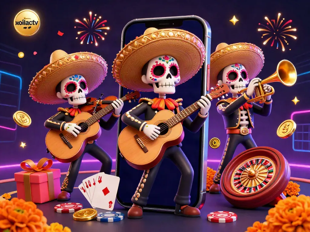 Experience the excitement of gambling with xoilactv's vibrant sports-themed illustration featuring a mariachi band.
