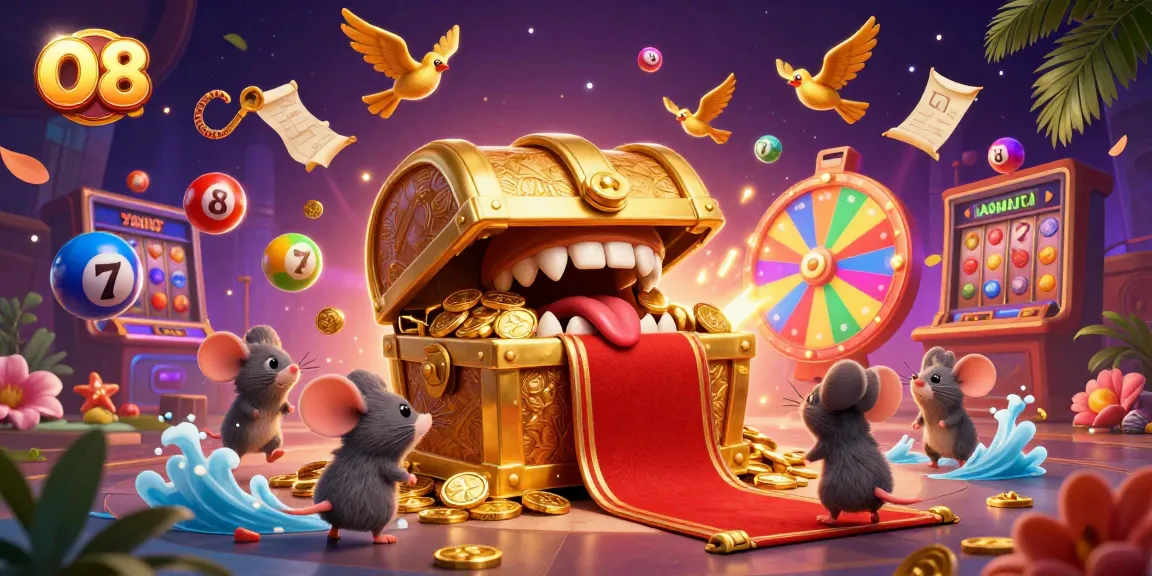Engage in thrilling gameplay at O8 with our vibrant casino scene showcasing exciting slots and prize elements.