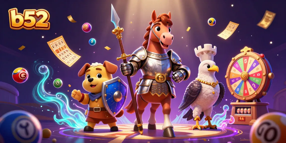 Experience thrilling gaming action at b52 with a dynamic illustration of knights and vibrant casino elements.