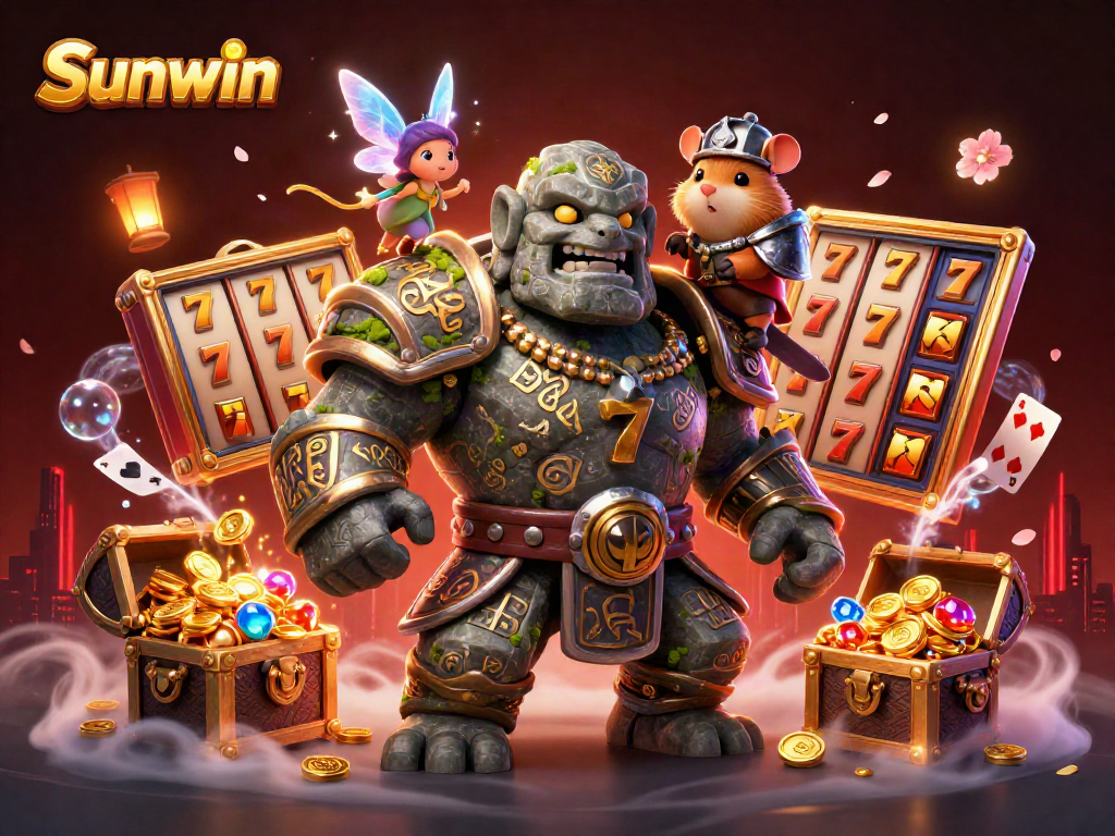 Play vibrant casino games with Sunwin, featuring an enchanting golem, a magic fairy, and a hamster knight.