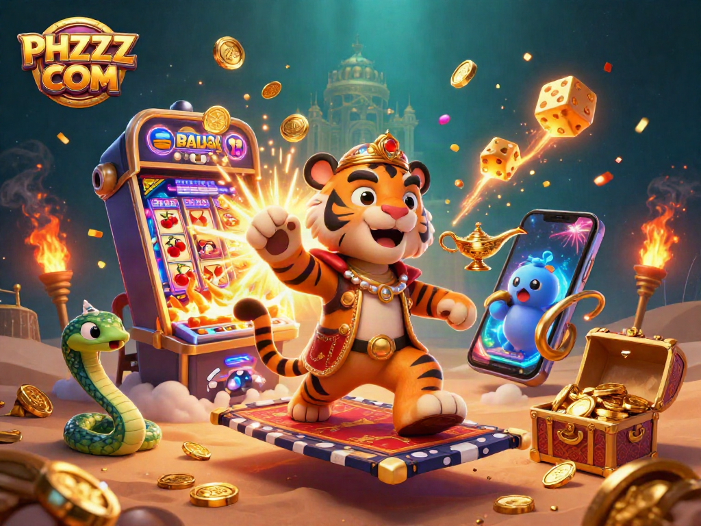 Engage with vibrant slots and jackpots at PHZZZ COM featuring a sultan on a poker chip carpet.