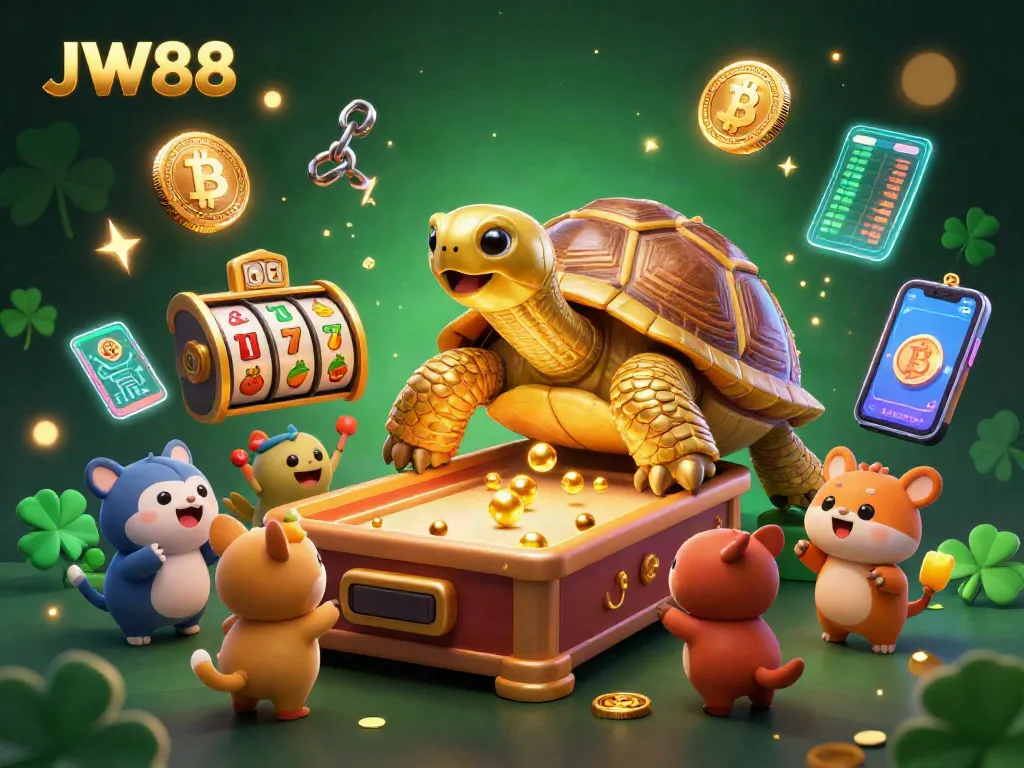 Engage with JW88's thrilling casino games in this dynamic illustration showcasing a tortoise pinball machine.