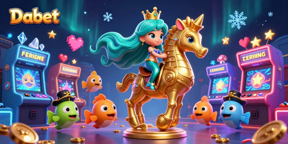 Dabet immerses players in a vibrant animated casino world featuring a mermaid, seahorse, and colorful game machines.