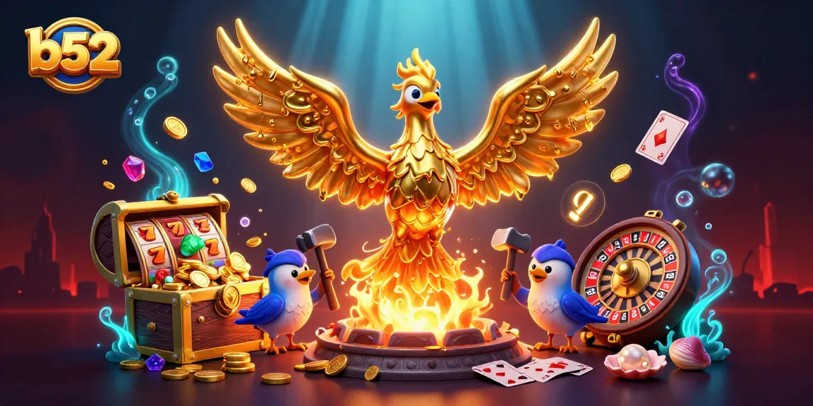 Engage with vibrant b52 casino excitement featuring a golden phoenix and dynamic game elements.